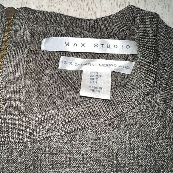 Max Studio Extrafine Merino Wool Waffle Texture Zip Back Sweater, Women’s Small - Picture 3 of 9